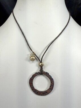 Chico's NWT Silvertone "Life is a Journey" Cord Pendant Necklace